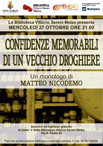 Confidenze memorabili di un vecchio droghiere: un monologo di Matteo Nicodemo in biblioteca