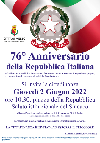 76° Anniversario della Repubblica Italiana
