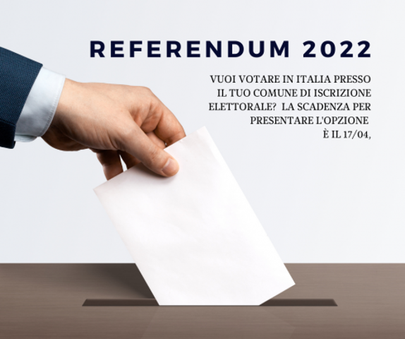 Referendum 2022: opzione voto in Italia per Italiani residenti all'estero